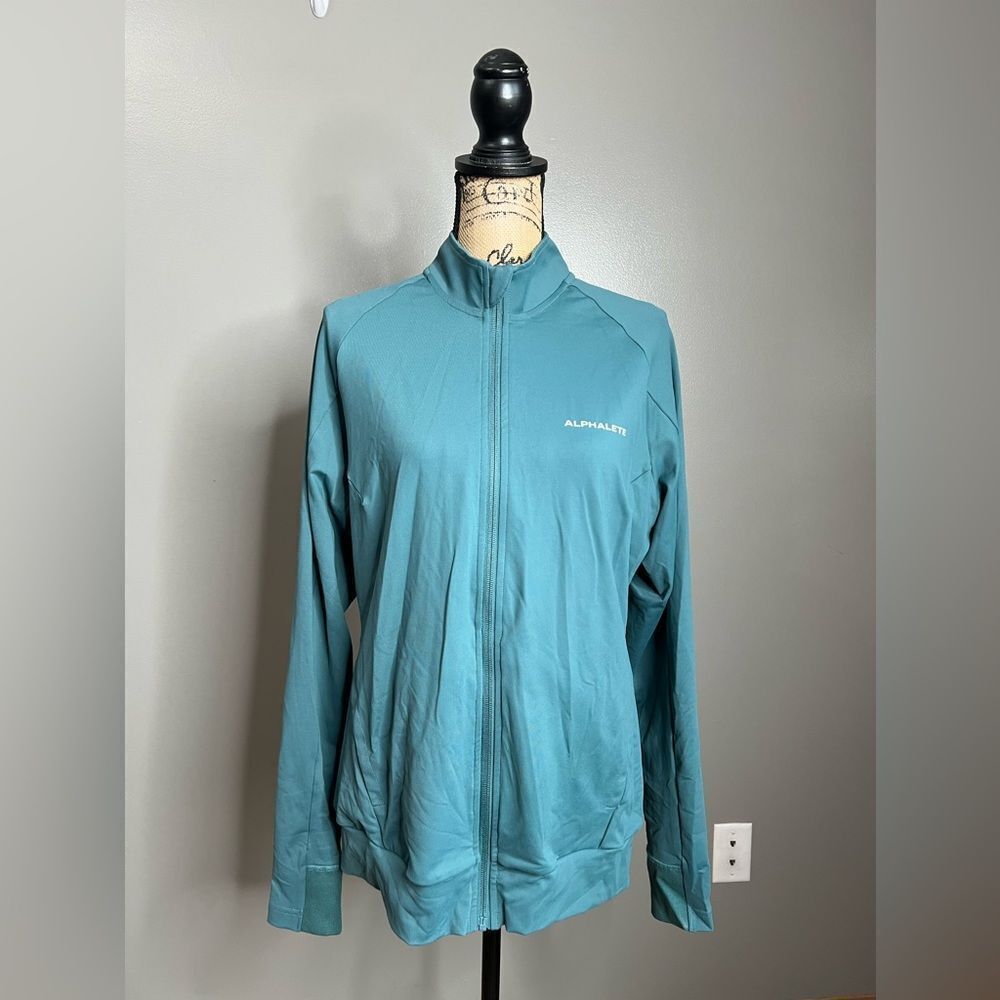 Alphalete teal zip up track jacket zip up medium athletic activewear sporty‎